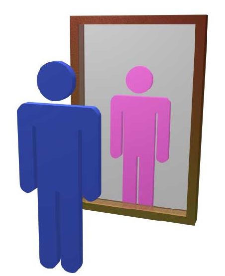 Bigender Male sees Bigender Female in Mirror